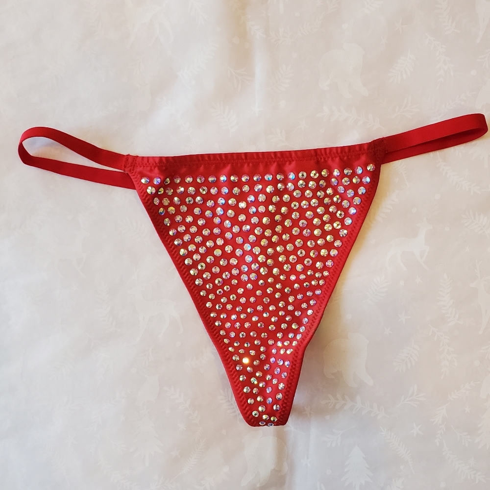💖🔥💕NWT Victoria's secret Very Sexy Rhinestone v-string Small Red - Picture 3 of 5